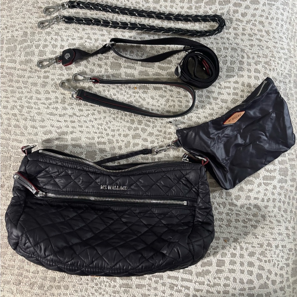 MZ Wallace Black Quilted Crossbody Bag